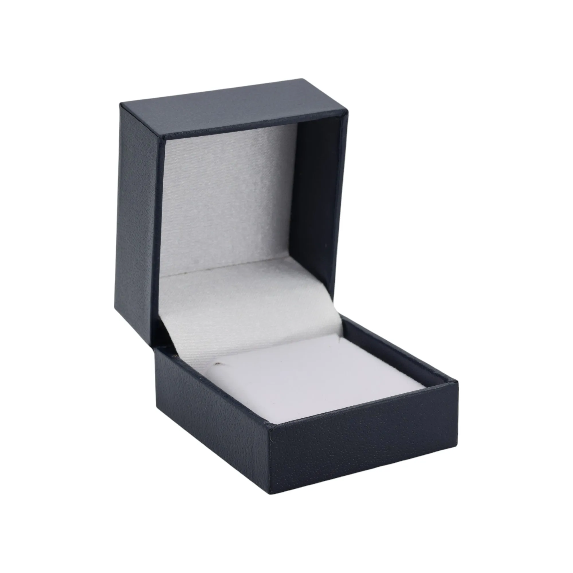 🆕📦 Leatherette Box for Earring / Pendant. Inner Satin Lid & Flock Base (Dark Blue Outer, White Inner)