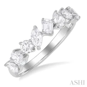 1 1/10 ctw Mixed Shape Diamond Fashion Ring in 14K White Gold