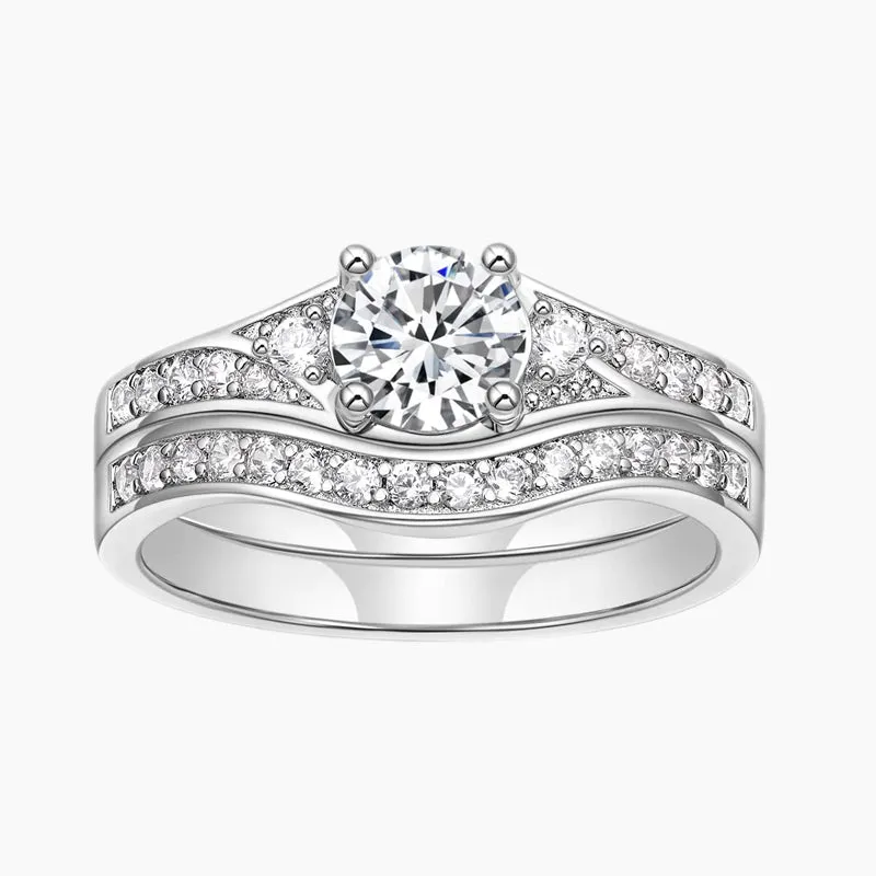 1 Carat Women's Wedding Rings Round Bridal Ring Set