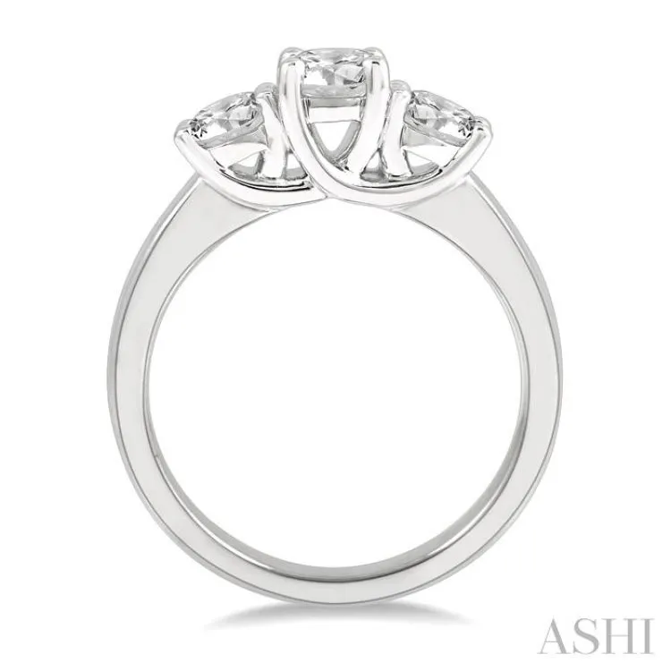 1 ctw Round Cut Diamond Three-Stone Ring in 14K White Gold