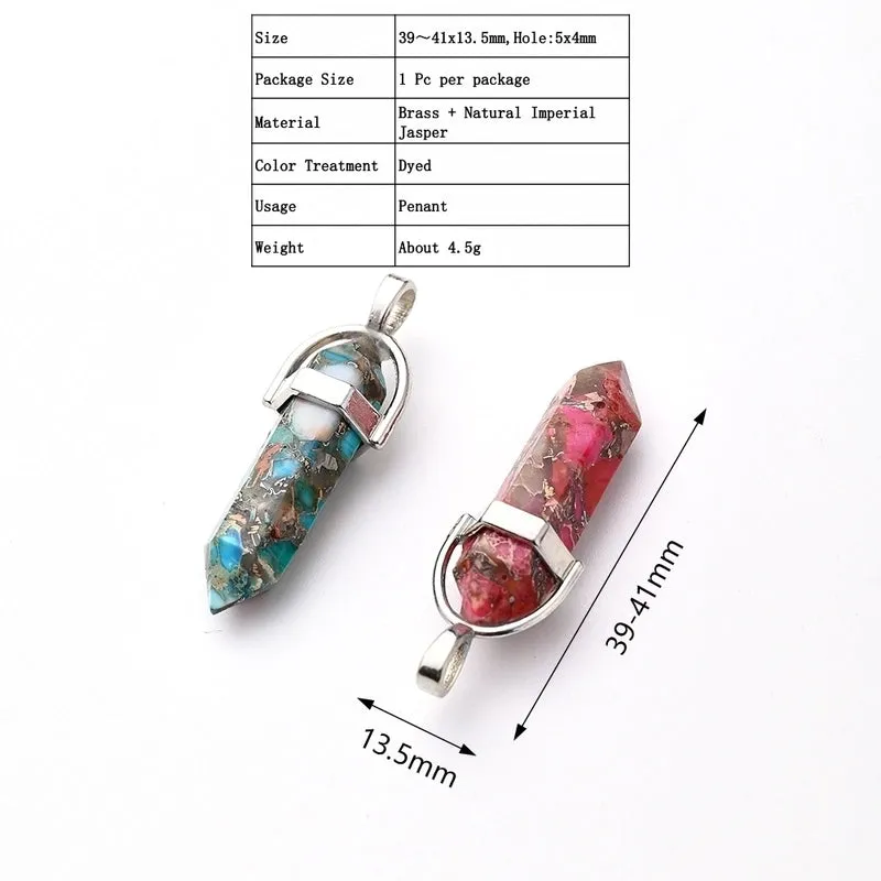 1 Pc/Package 39~41x13.5mm 5x4mm Natural Stone Copper White Gold Plated Geometric Marble Polished Pendant