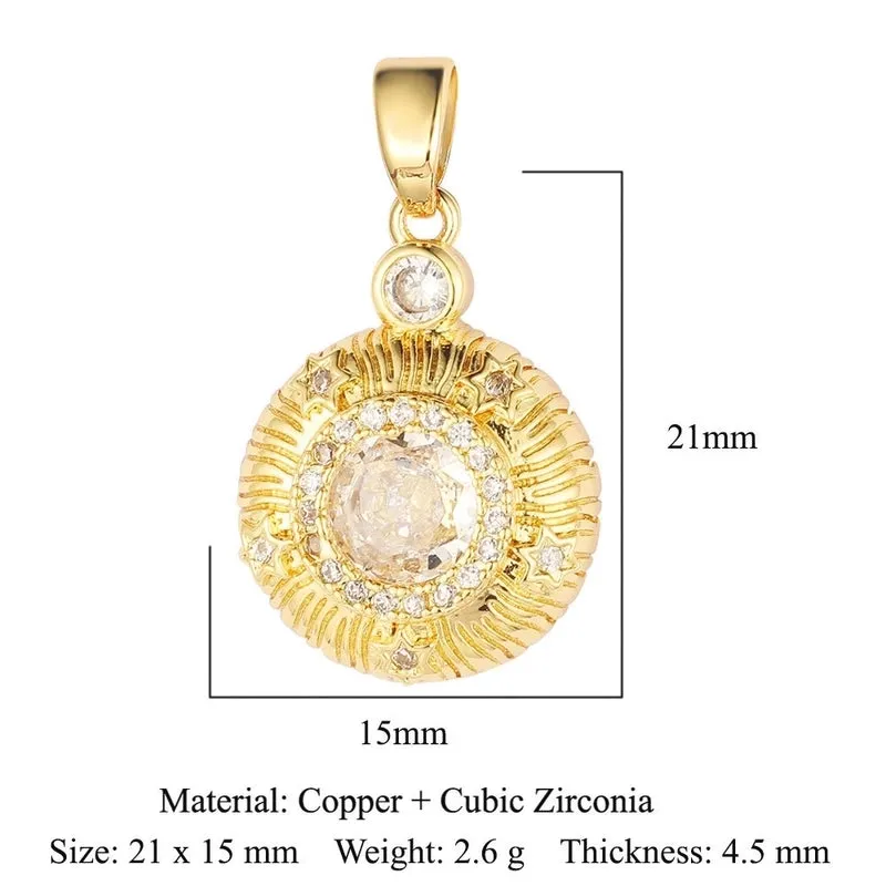 1 Piece Copper Zircon 18K Gold Plated Geometric Heart Shape Flower