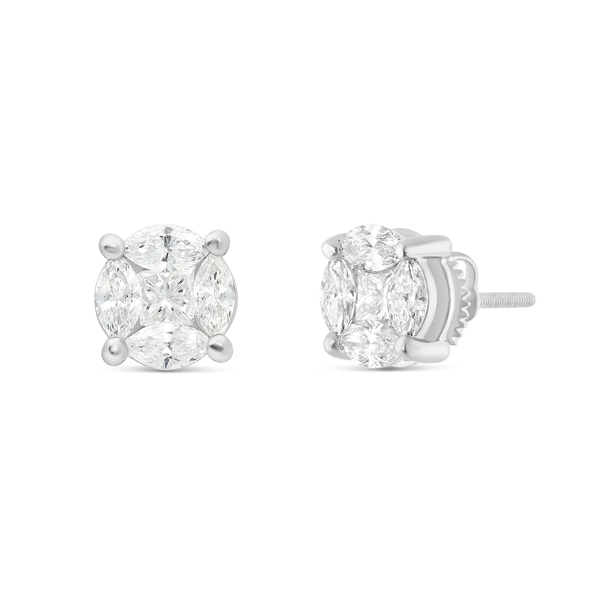 10K Gold Marquise Diamond Stud Earrings