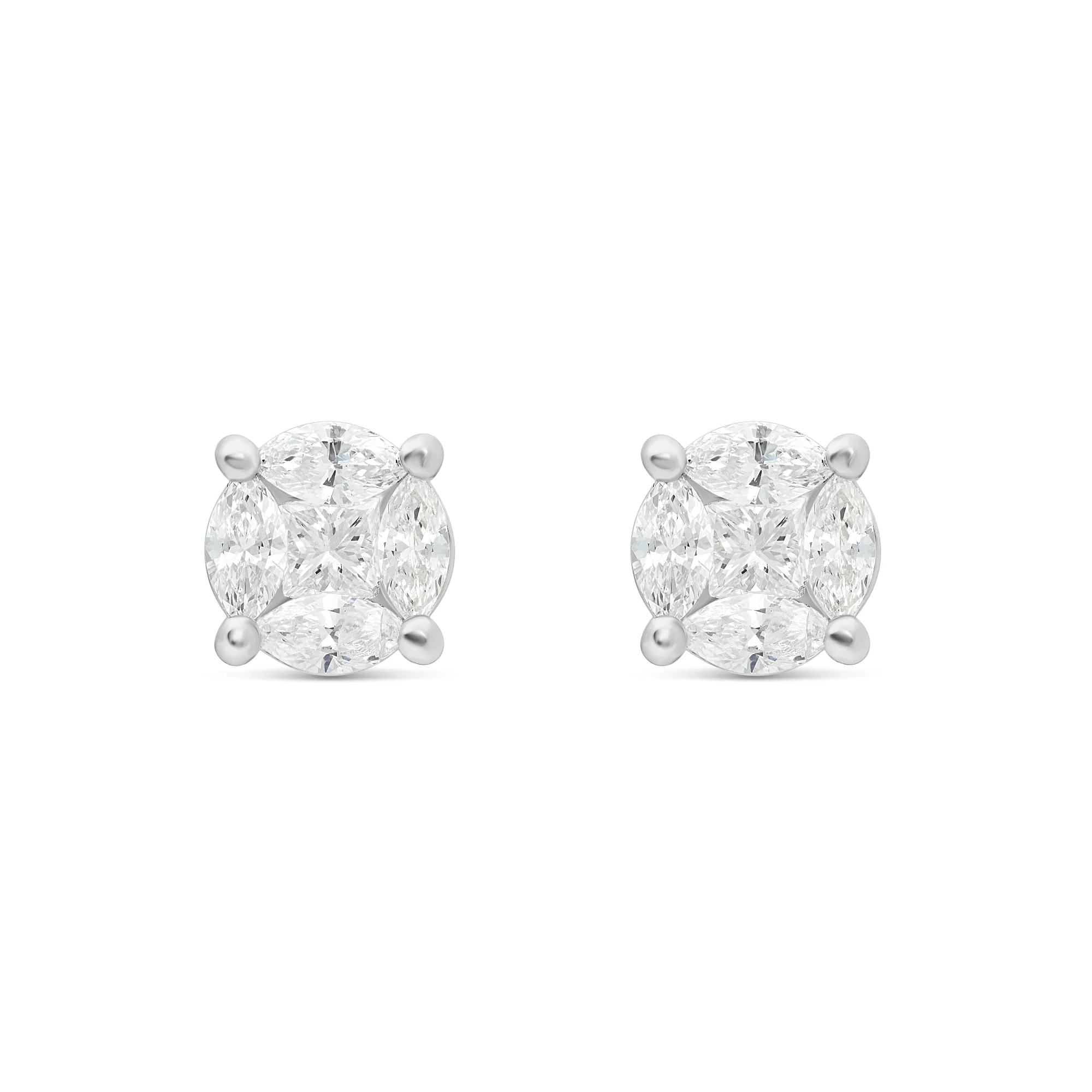 10K Gold Marquise Diamond Stud Earrings