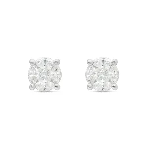 10K Gold Marquise Diamond Stud Earrings