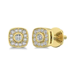 10K Yellow Gold 1/5 Ct.Tw. Diamond Square Shape Stud Earrings