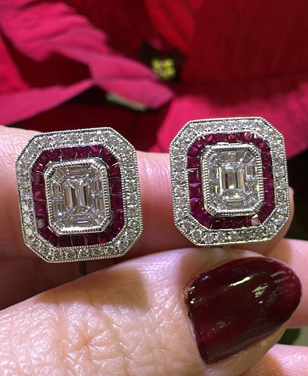 1.22ct t.w. Diamond and Ruby Earrings