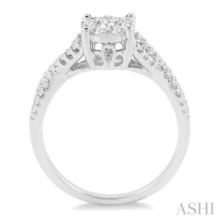 1/3 Ctw Lovebright Round Cut Diamond Engagement Ring in 14K White Gold