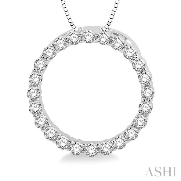 1/4 ctw Circle of Love Round Cut Diamond Pendant With Chain in 14K White Gold