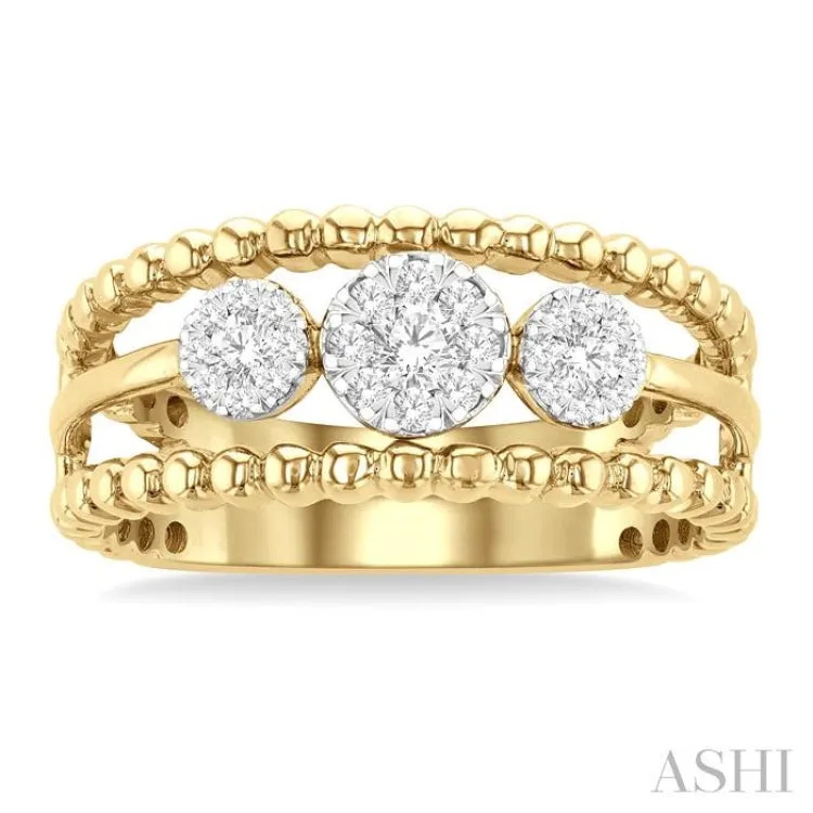 1/4 ctw Past, Present & Future Lovebright Round Cut Diamond Fashion Ring in 14K Yellow and White Gold