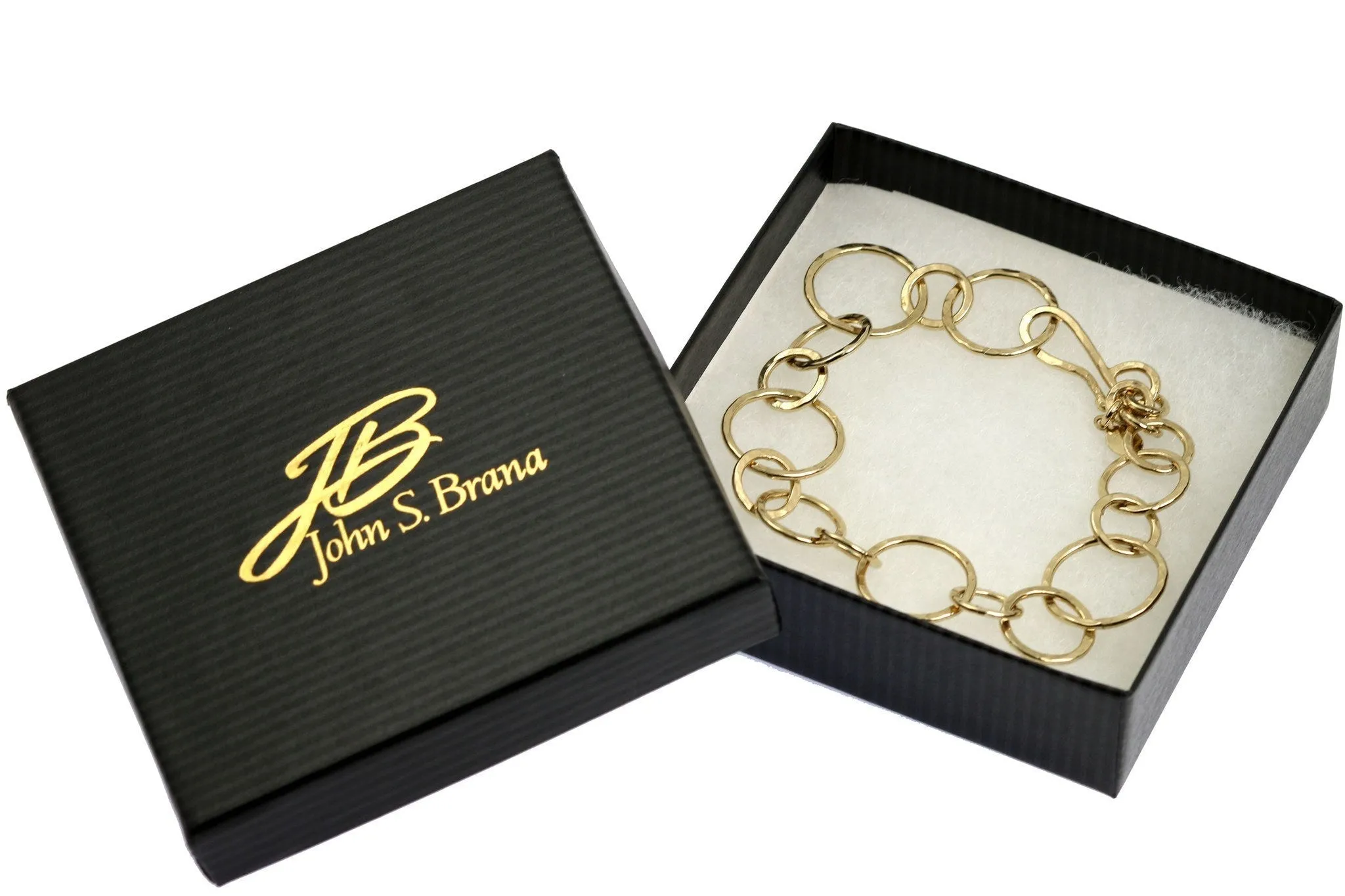 14K Gold-filled Hammered Link Chain Bracelet