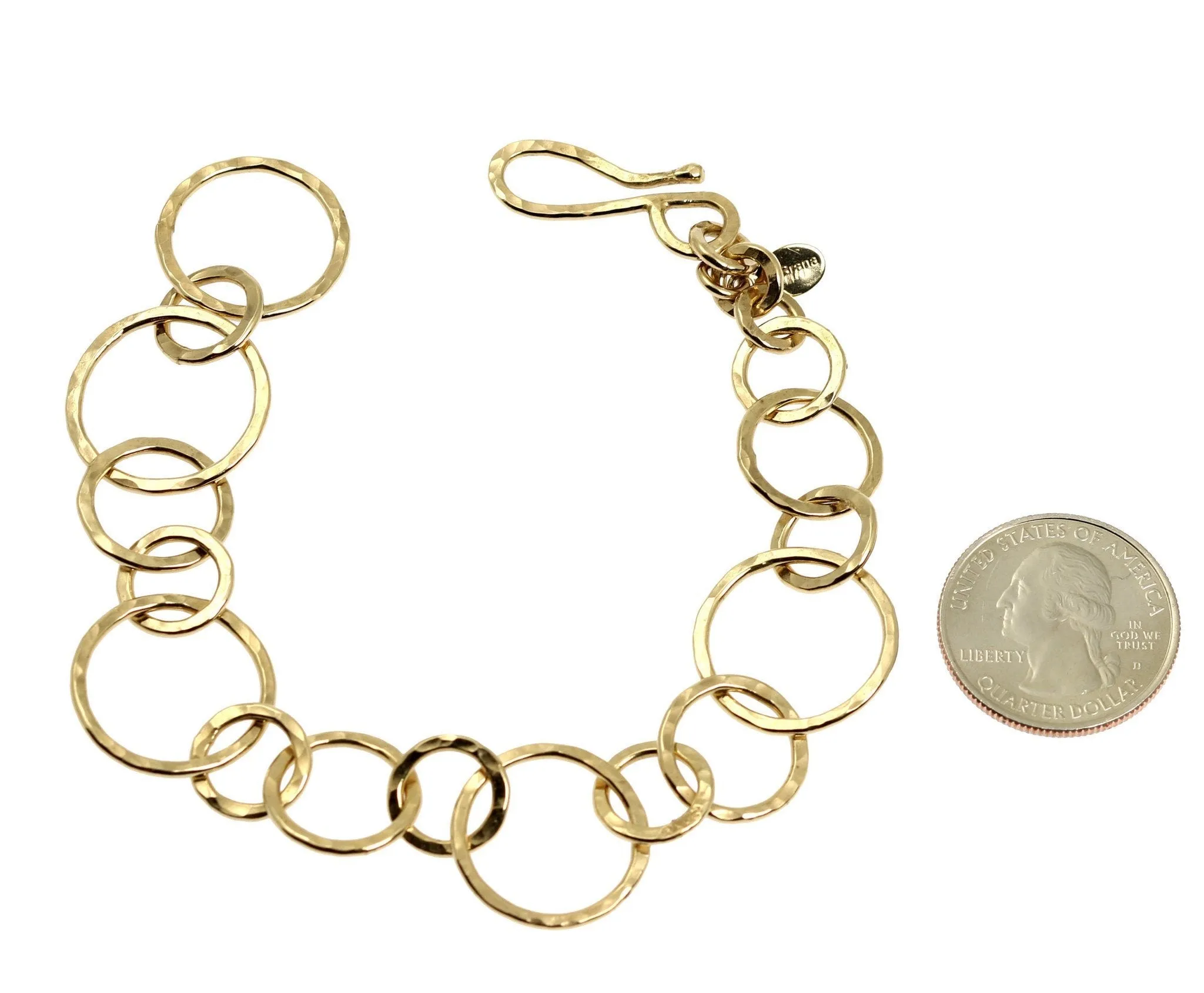 14K Gold-filled Hammered Link Chain Bracelet