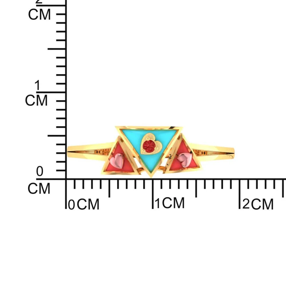 14k Gold Ring With A Triad Of Triangular Geometric Patterns On Top