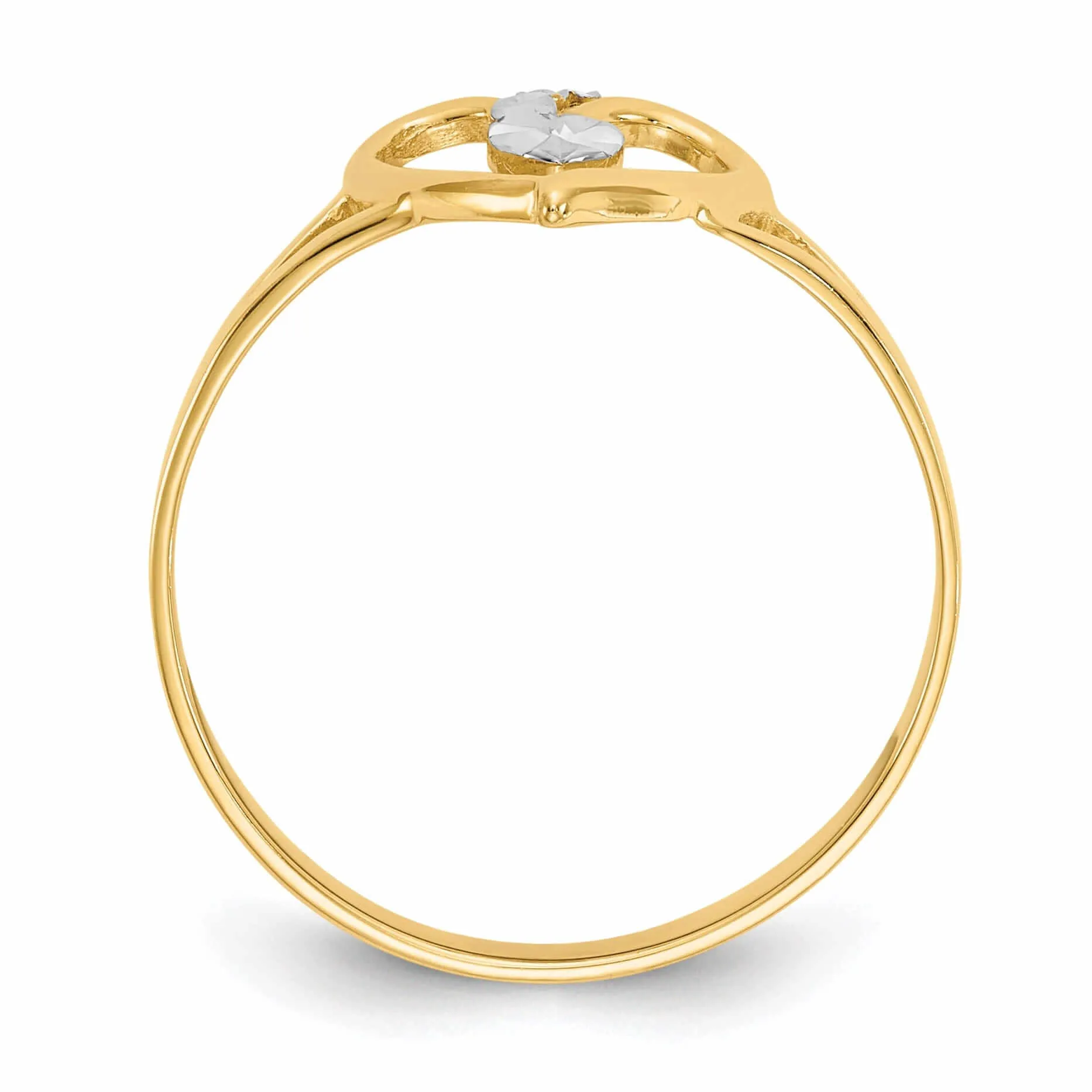 14k Rhodium Yellow Gold Cut-Out Heart Ring