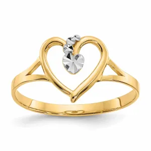 14k Rhodium Yellow Gold Cut-Out Heart Ring