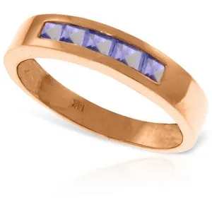 14K Solid Rose Gold Rings w/ Natural Tanzanites