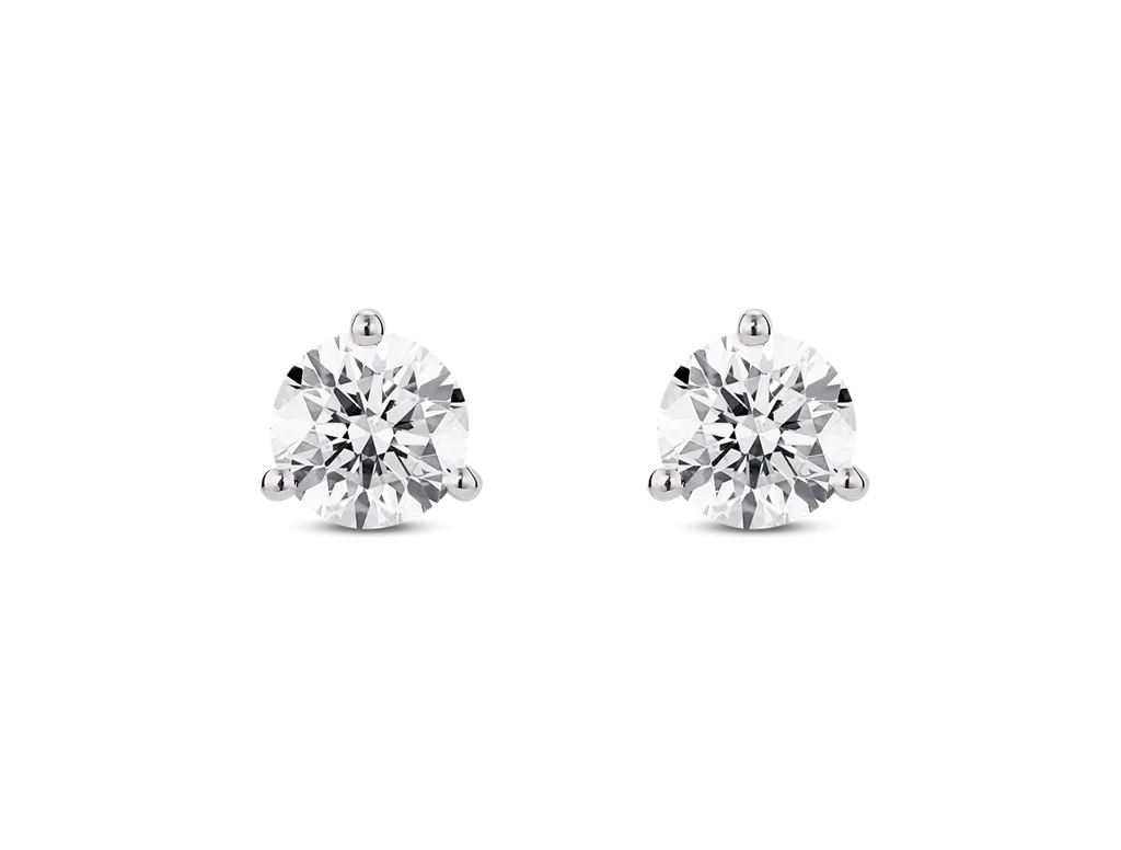 14K White Gold 1.03ctw Round Diamond Solitaire Stud Earrings