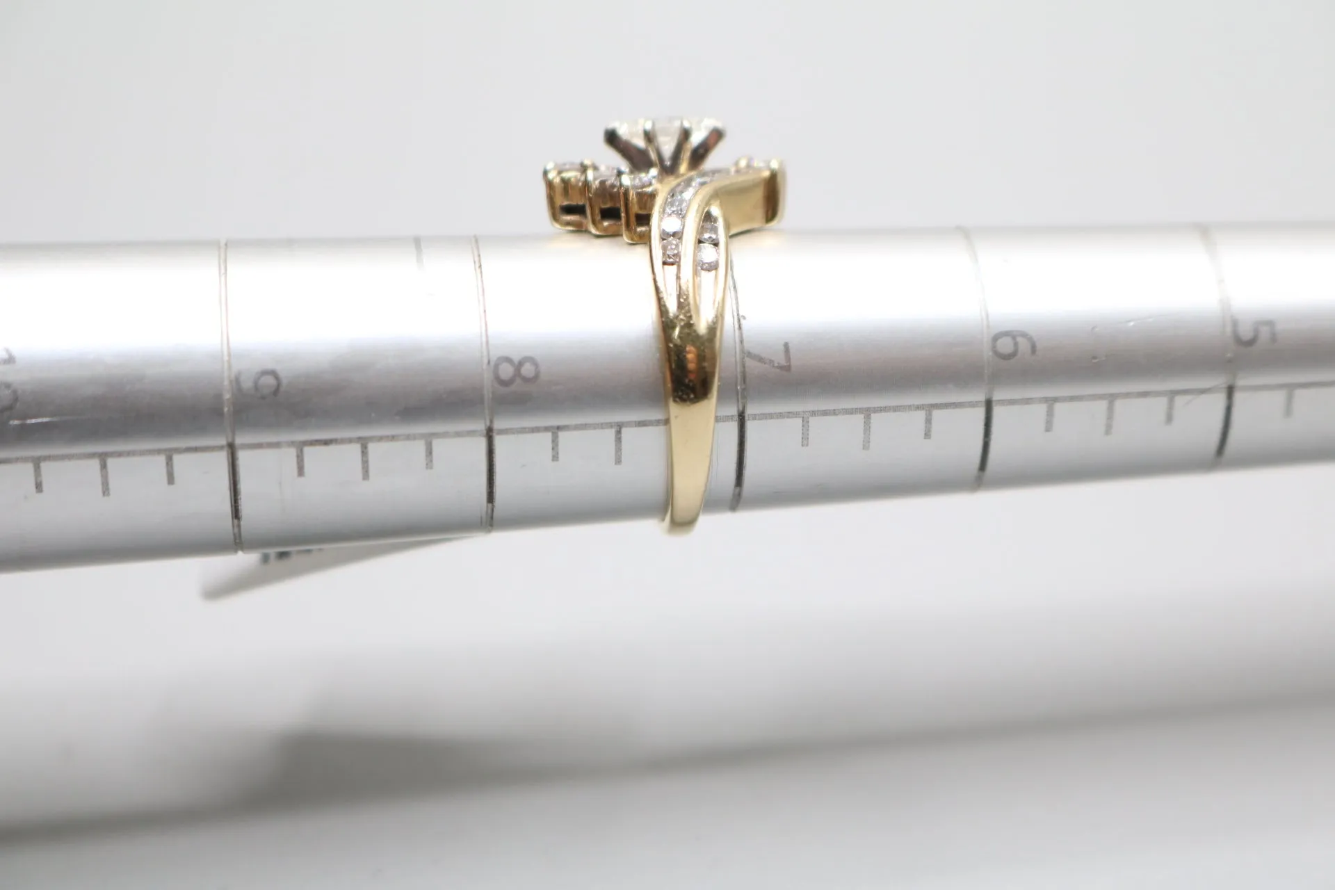 14K Yellow Gold Marquise Diamond Bypass Ring (Size 7 1/4)