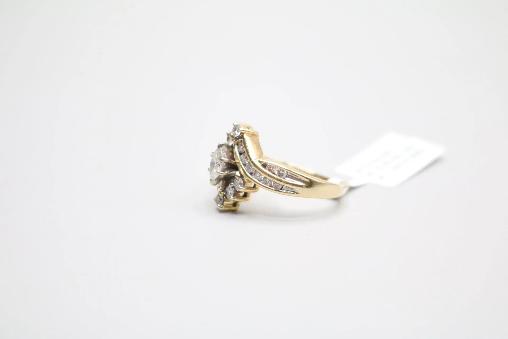 14K Yellow Gold Marquise Diamond Bypass Ring (Size 7 1/4)