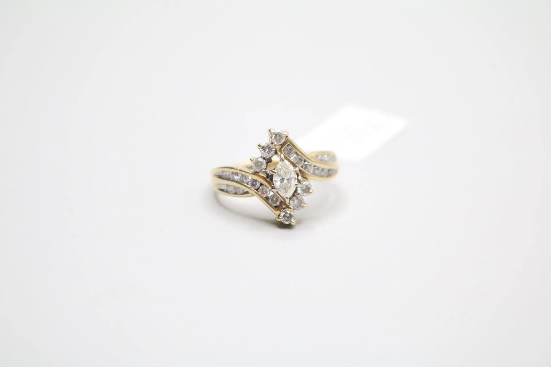 14K Yellow Gold Marquise Diamond Bypass Ring (Size 7 1/4)