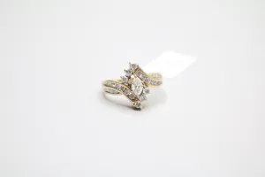 14K Yellow Gold Marquise Diamond Bypass Ring (Size 7 1/4)