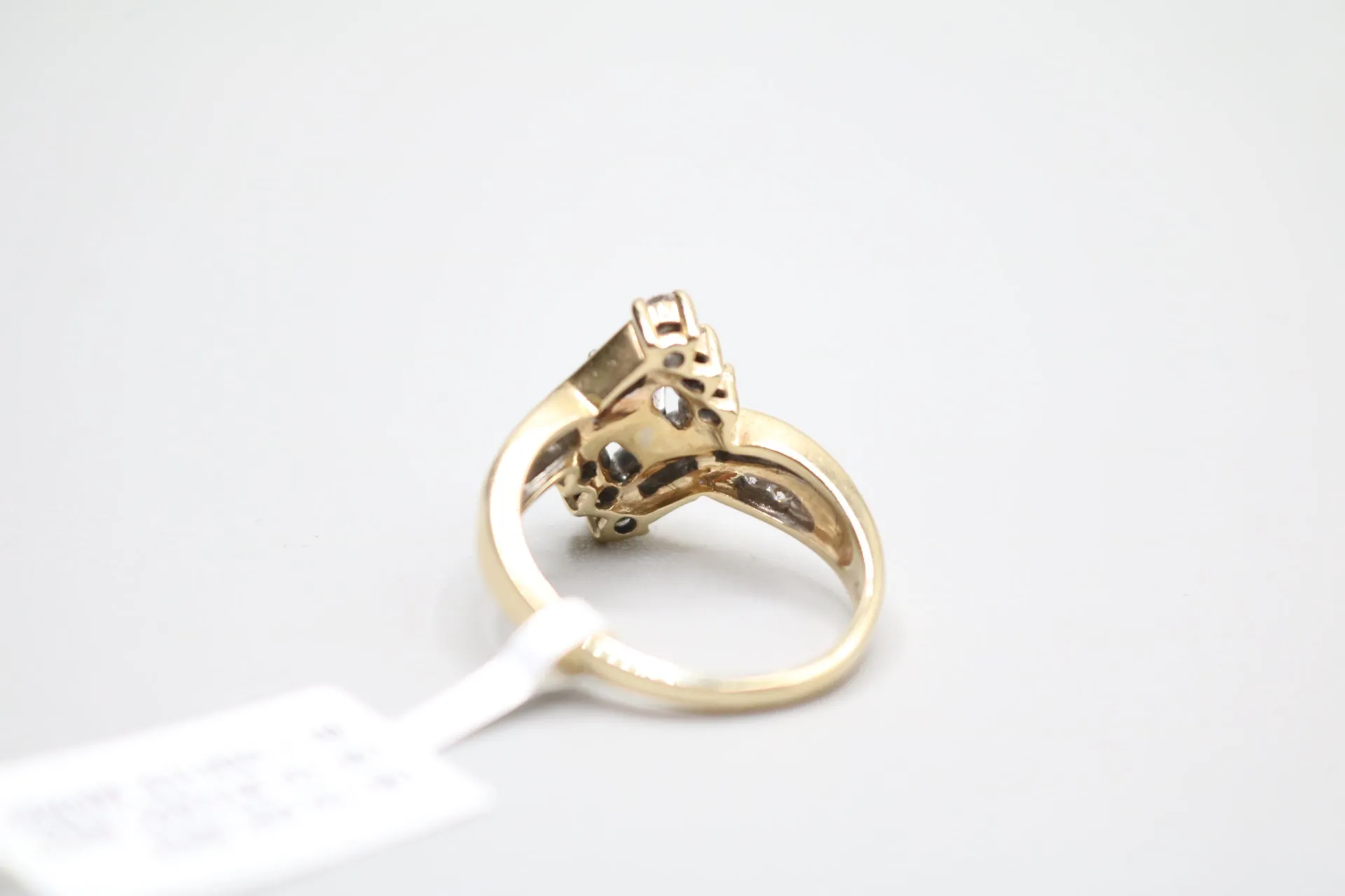 14K Yellow Gold Marquise Diamond Bypass Ring (Size 7 1/4)