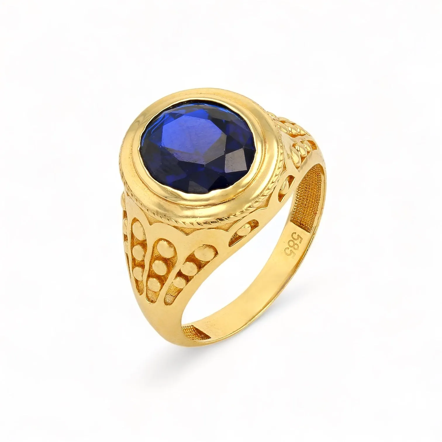 14K Yellow Gold Ring with Royal Blue Stone - 221165