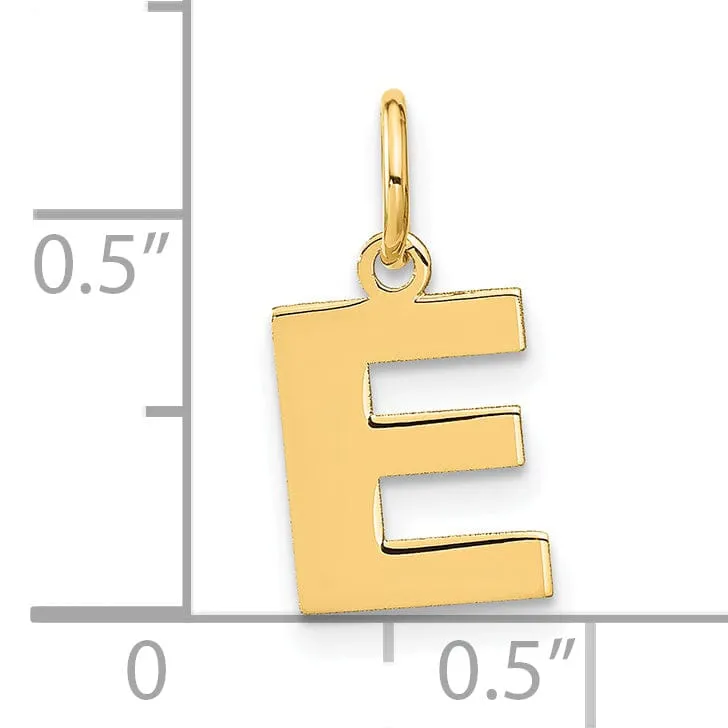 14k Yellow Gold  Small Size Letter E Initial Block Pendant