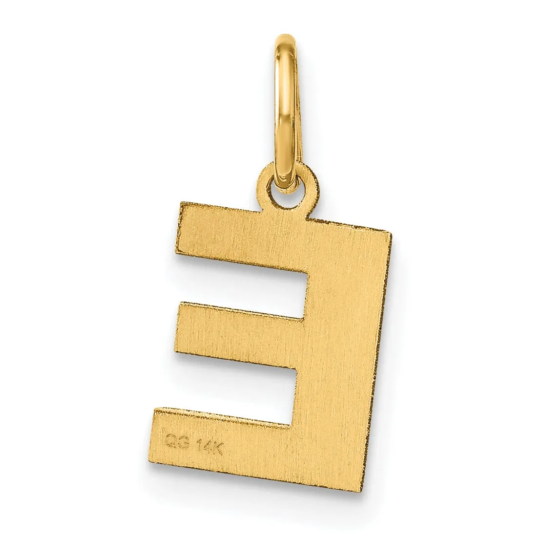 14k Yellow Gold  Small Size Letter E Initial Block Pendant