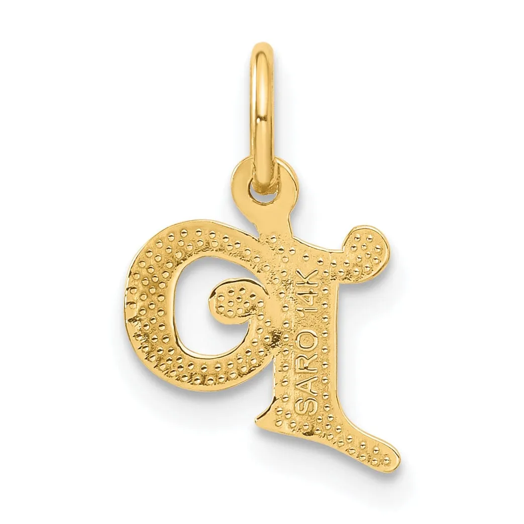 14k Yellow GoldSmall Script Design Letter P Initial Charm Pendant