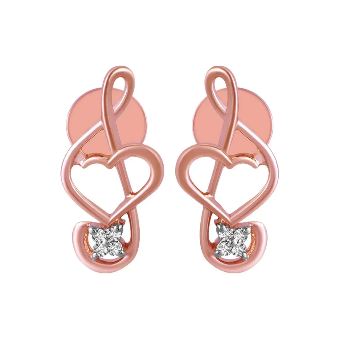 14KT (585) BIS Hallmark Rose Gold & Diamond Musical Note Stud Earrings