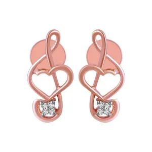 14KT (585) BIS Hallmark Rose Gold & Diamond Musical Note Stud Earrings