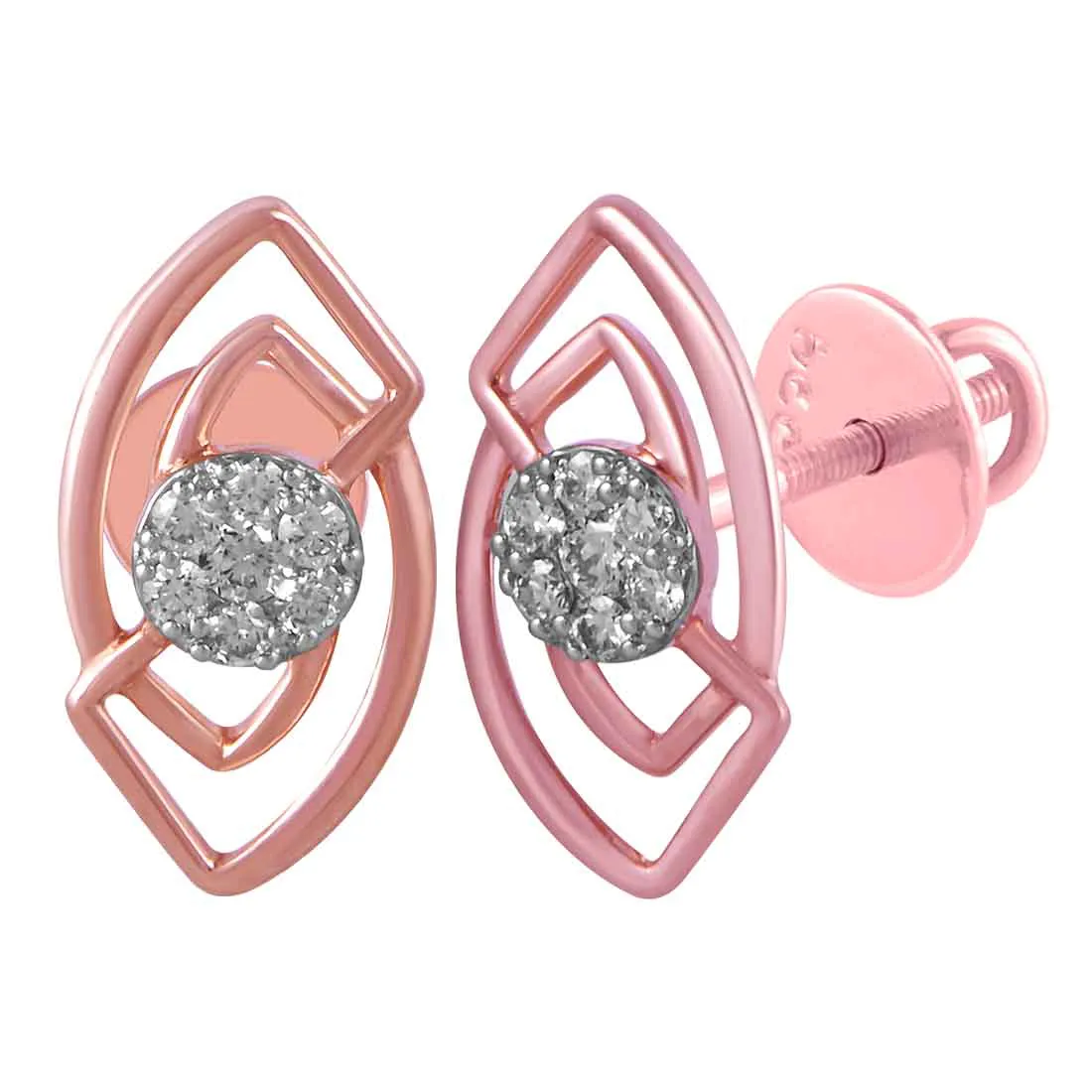 14KT (585) Rose Gold & Beautiful Diamond Stud Earrings