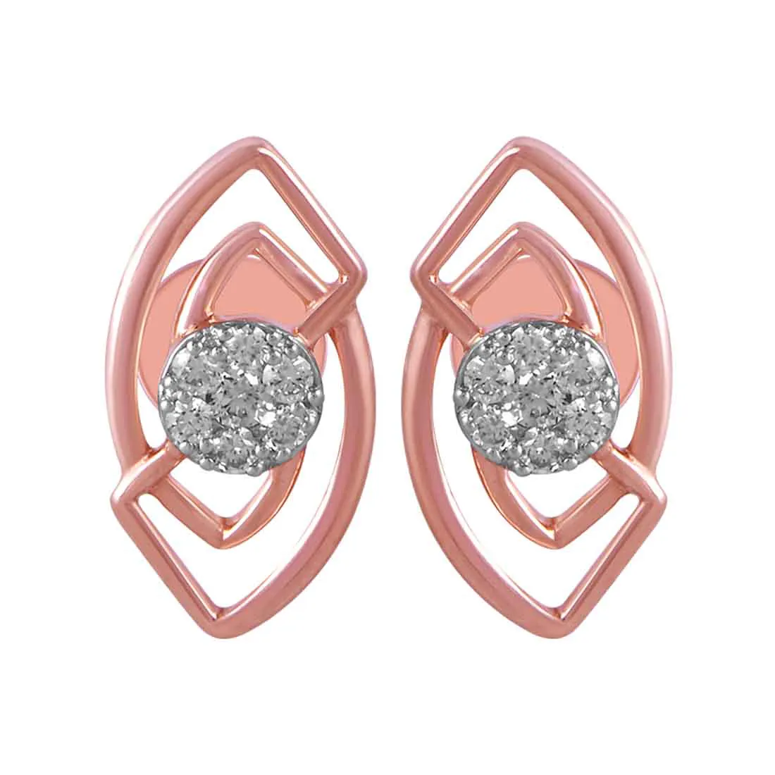 14KT (585) Rose Gold & Beautiful Diamond Stud Earrings