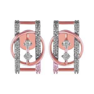 14KT (585) Rose Gold & Diamond Beautiful dainty Stud Earrings