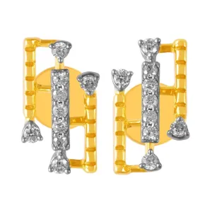 14KT (585) Yellow Gold & Diamond Beautiful Design Stud Earrings