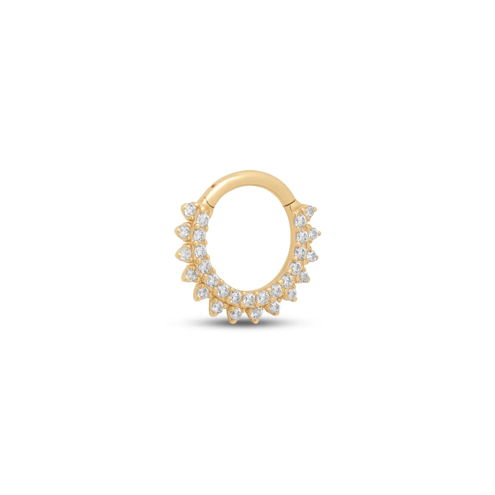 14kt Gold Paved Hinge Ring with Paved Prong Set