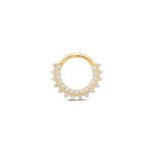 14kt Gold Paved Hinge Ring with Paved Prong Set