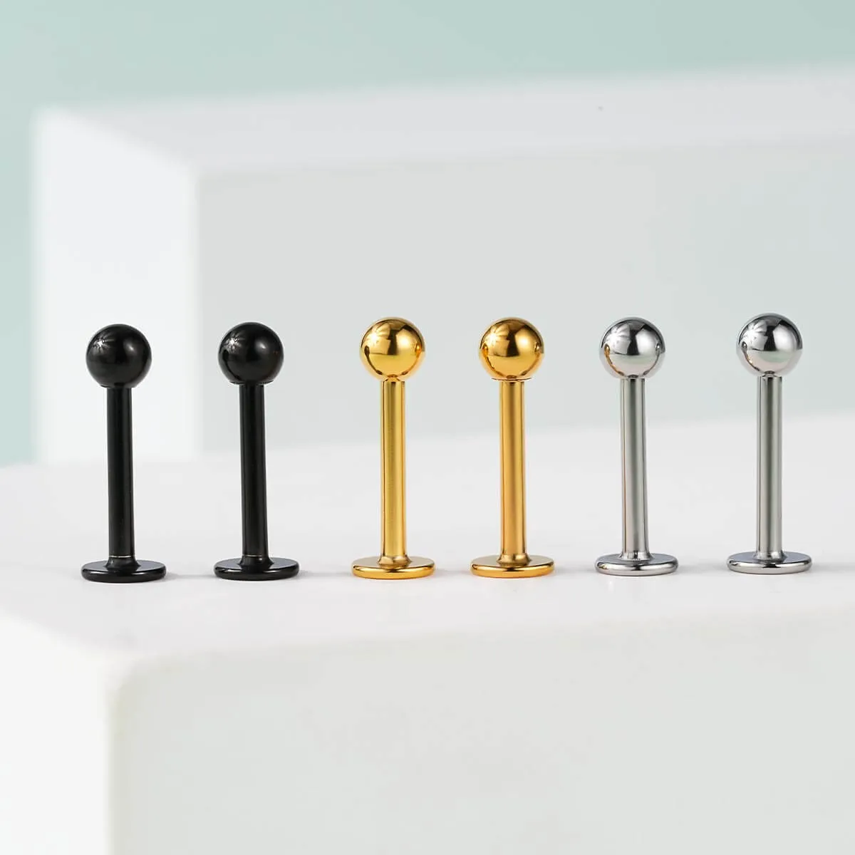 16G 6PCS Ball Labret Stud Helix Conch Monroe Stud