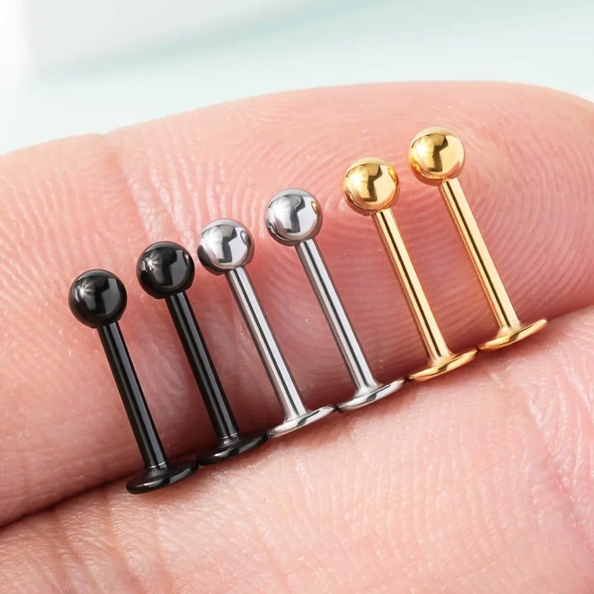 16G 6PCS Ball Labret Stud Helix Conch Monroe Stud