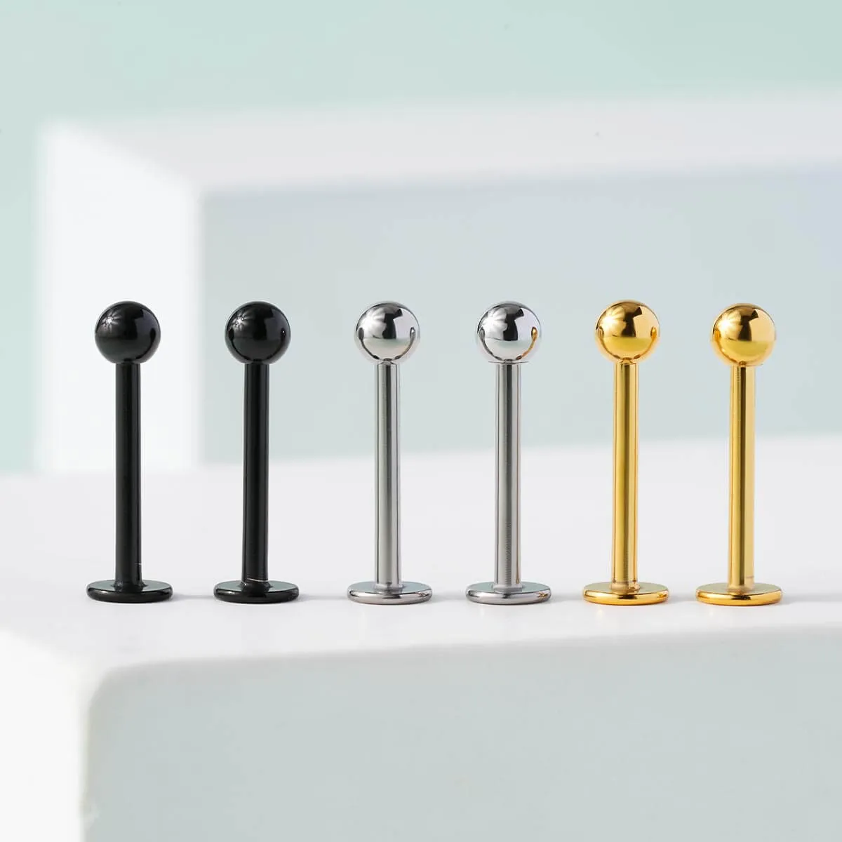 16G 6PCS Ball Labret Stud Helix Conch Monroe Stud