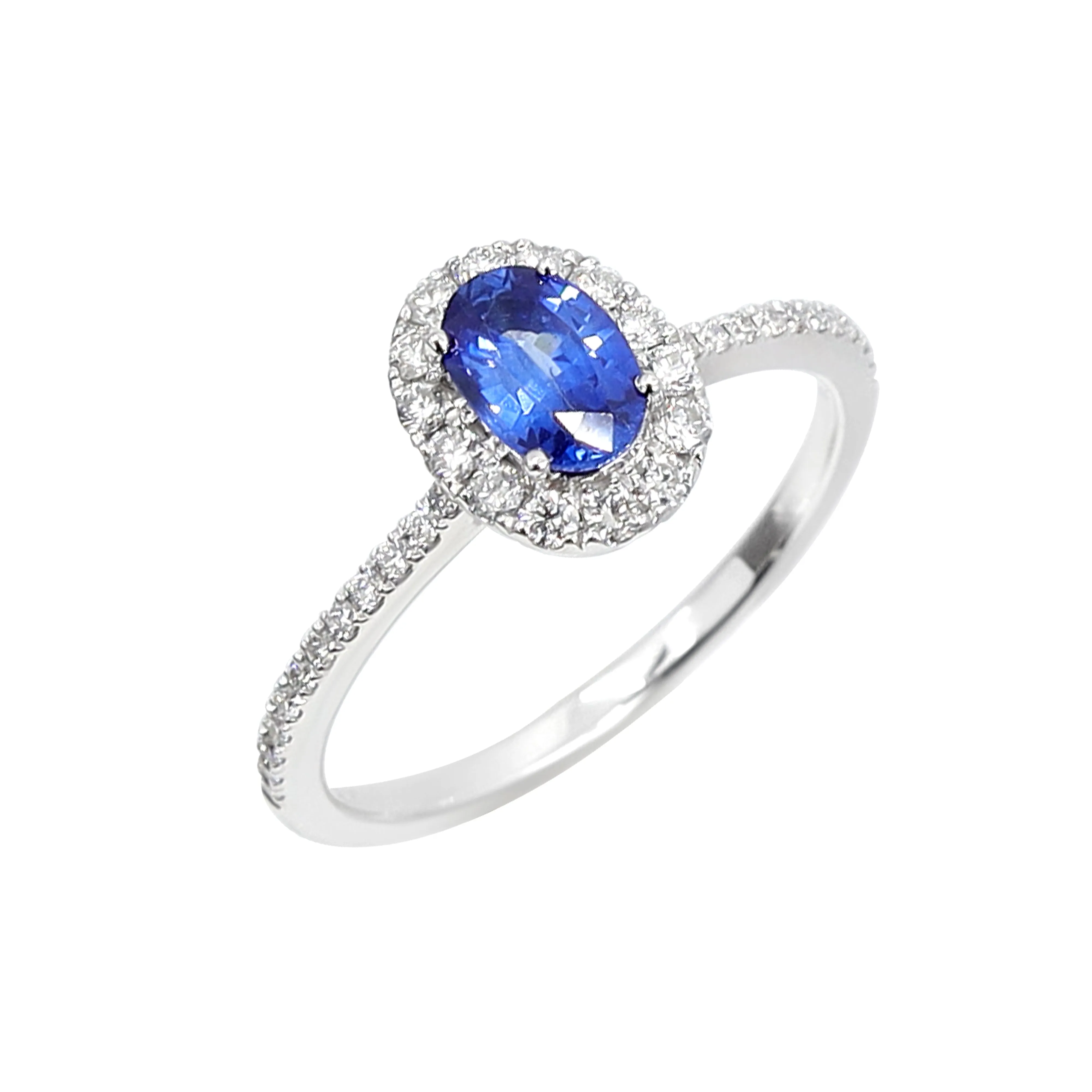 18K White Gold 0.45ct Sapphire and Diamond Ring - 20738556