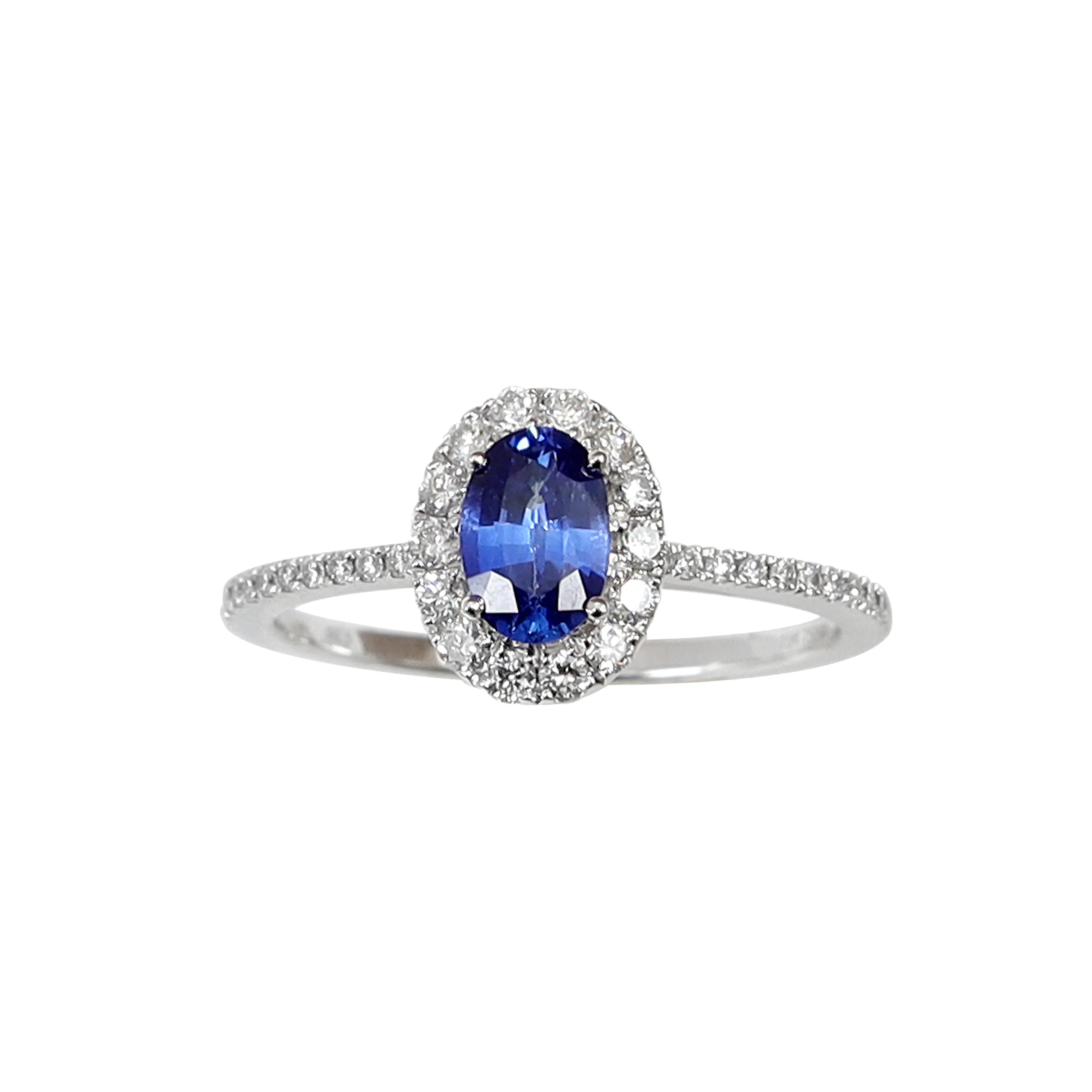 18K White Gold 0.45ct Sapphire and Diamond Ring - 20738556