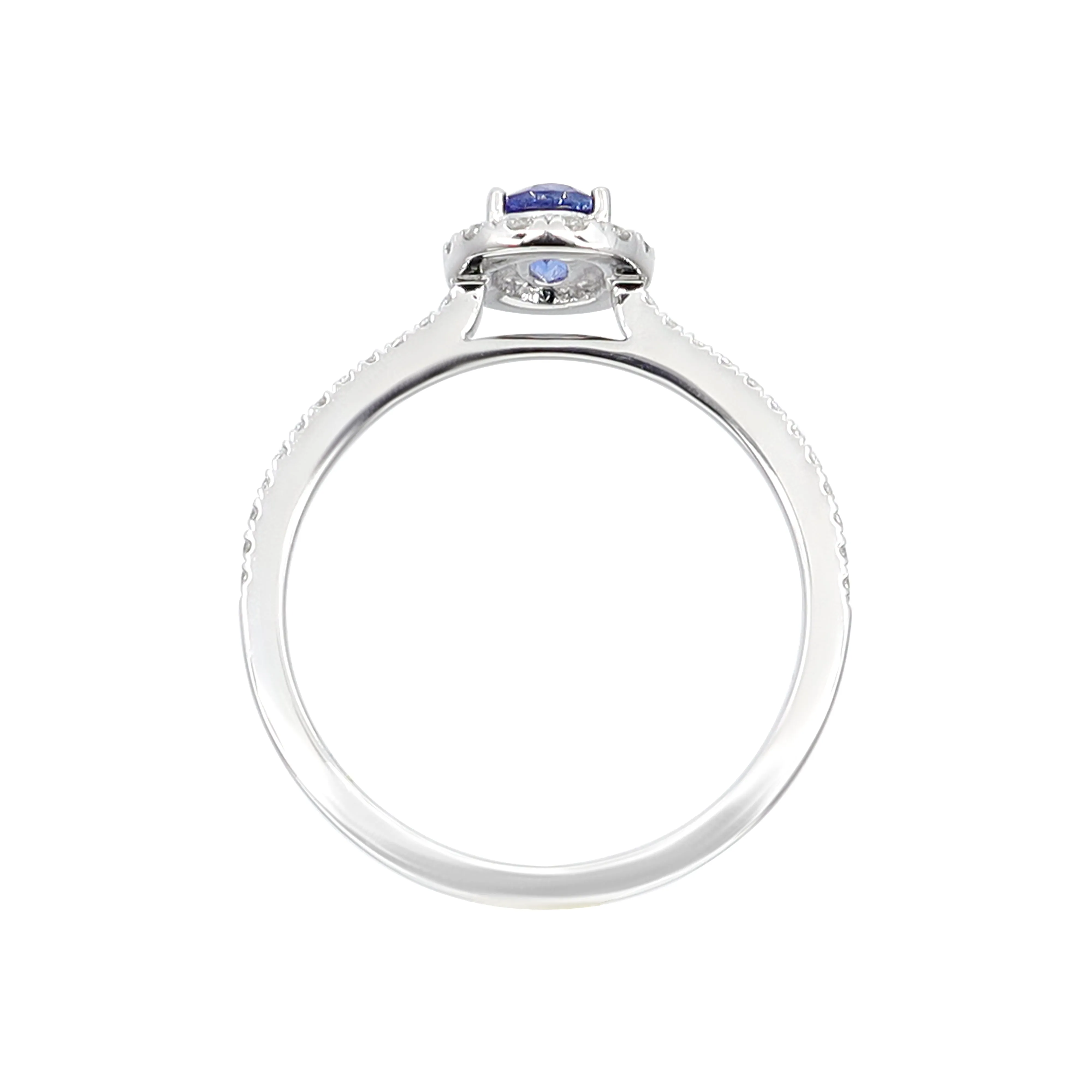 18K White Gold 0.45ct Sapphire and Diamond Ring - 20738556