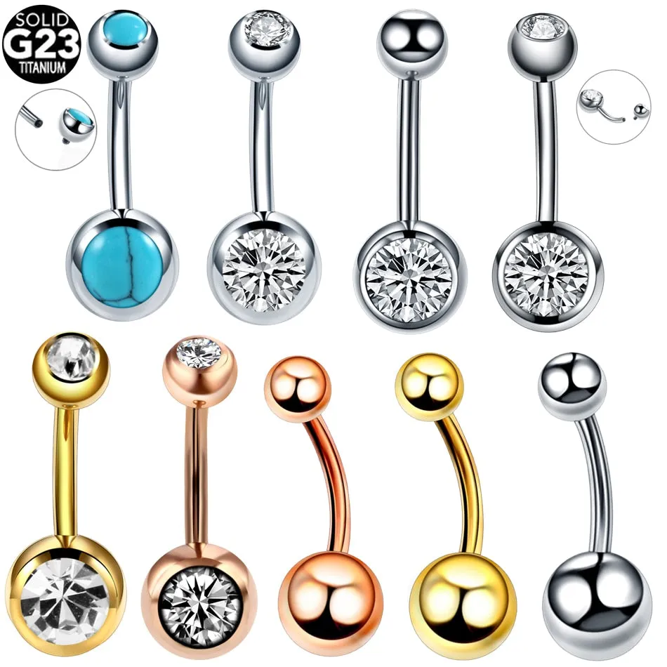 1PC Titanium Navel Piercings Belly Button Rings 14G Curved Barbell Pircing Ombligo Nombril Navel Earrings Sexy Body Jewelry