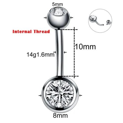 1PC Titanium Navel Piercings Belly Button Rings 14G Curved Barbell Pircing Ombligo Nombril Navel Earrings Sexy Body Jewelry