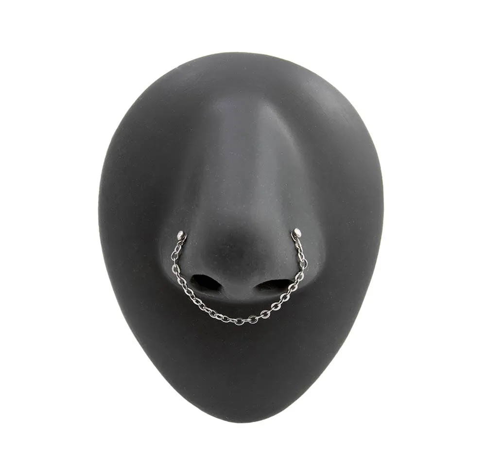 20g 1/4” Jeweled Steel Nose Bones with Chain