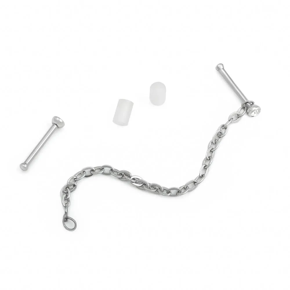 20g 1/4” Jeweled Steel Nose Bones with Chain