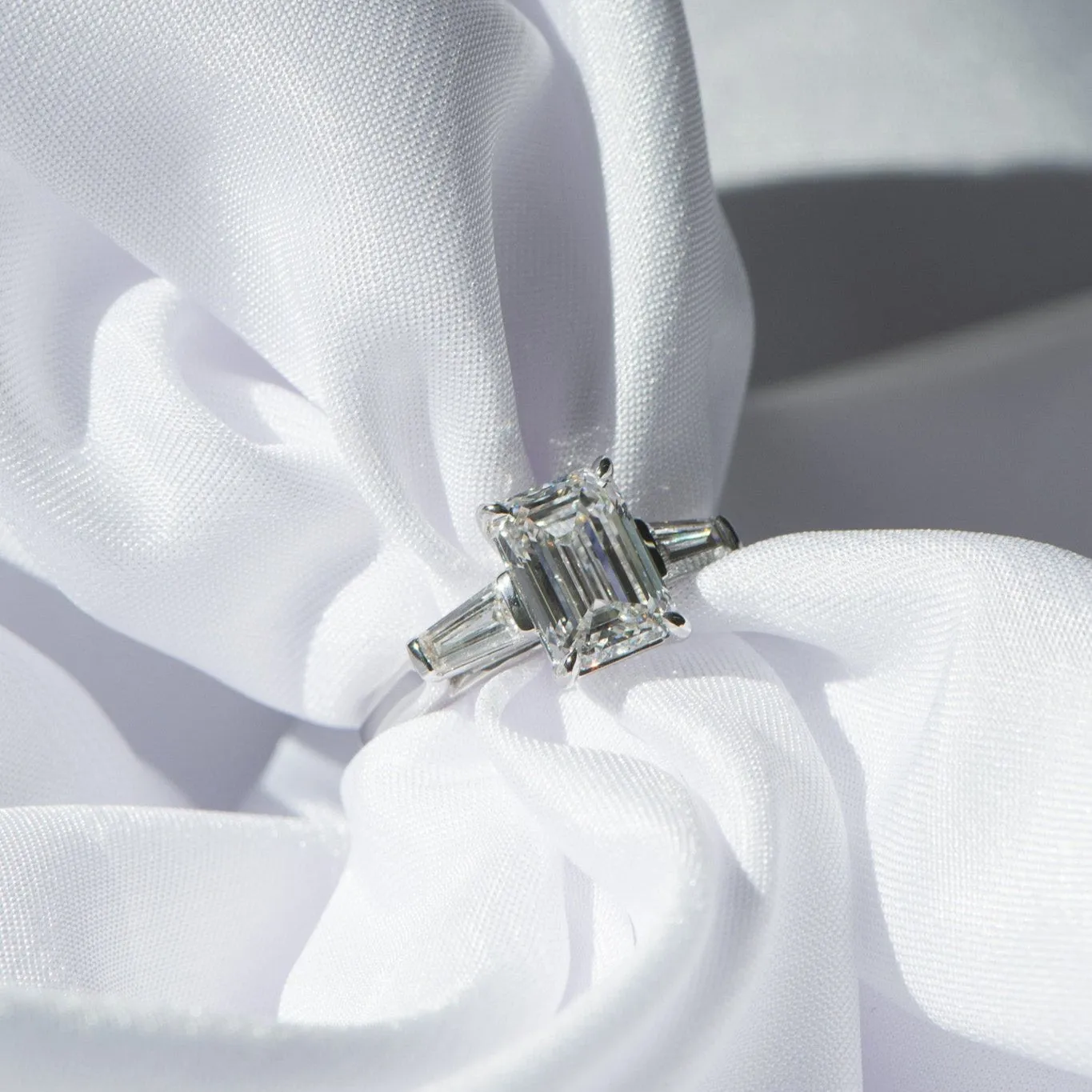 2.99ct Alena | Three stone Emerald Cut Engagement Ring | R2W