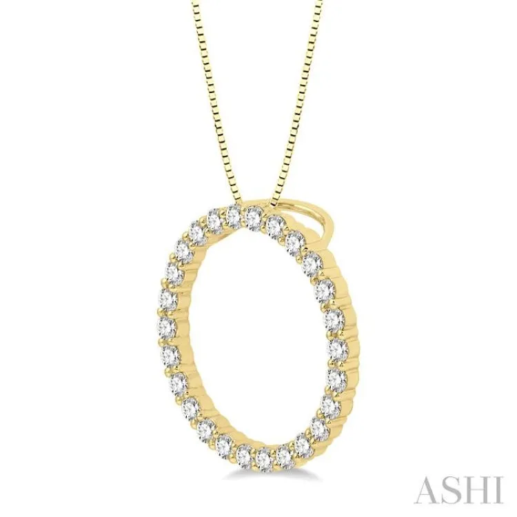 3/4 Ctw Circle of Love Round Cut Diamond Pendant With Chain in 14K Yellow Gold